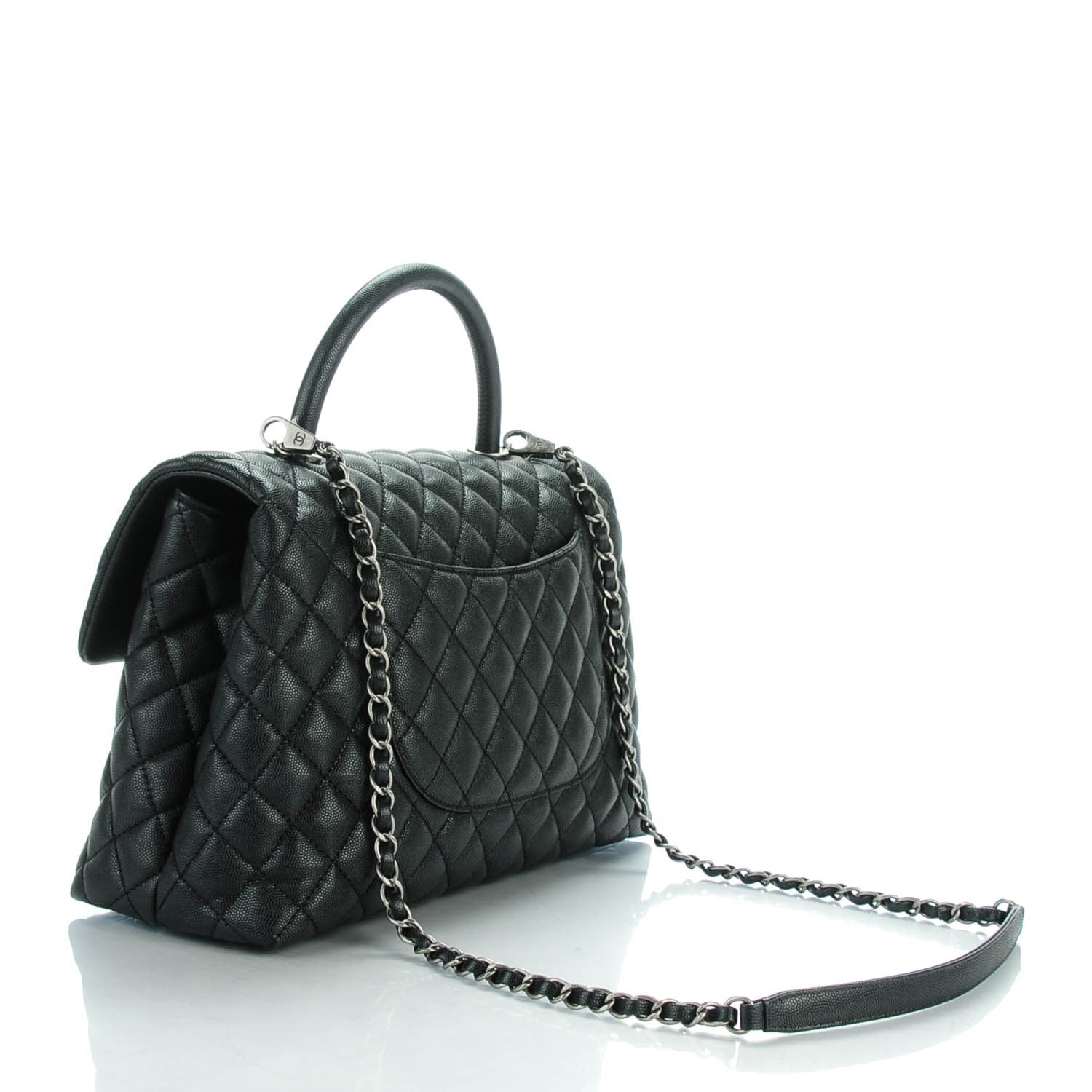 Chanel Caviar Quilted Medium Coco Handle Flap Black 3 of 8