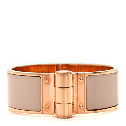 Hermes Enamel Wide Charniere Uni Hinged Bracelet S Beige Rose 1 of 5