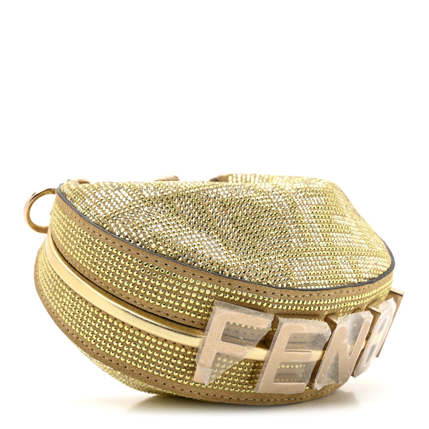 Crystal Vitello Laminato Suede FF Nano Fendigraphy Hobo Charm Platino