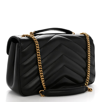 Saint Laurent Lambskin Chevron Quilted Medium Loulou Black 4 of 14