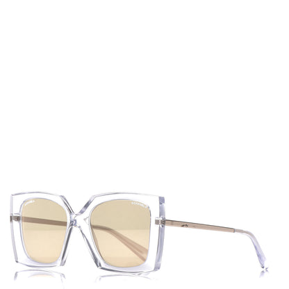Chanel 18K White Gold Mirror Square Sunglasses 6051 Gold 1 of 8