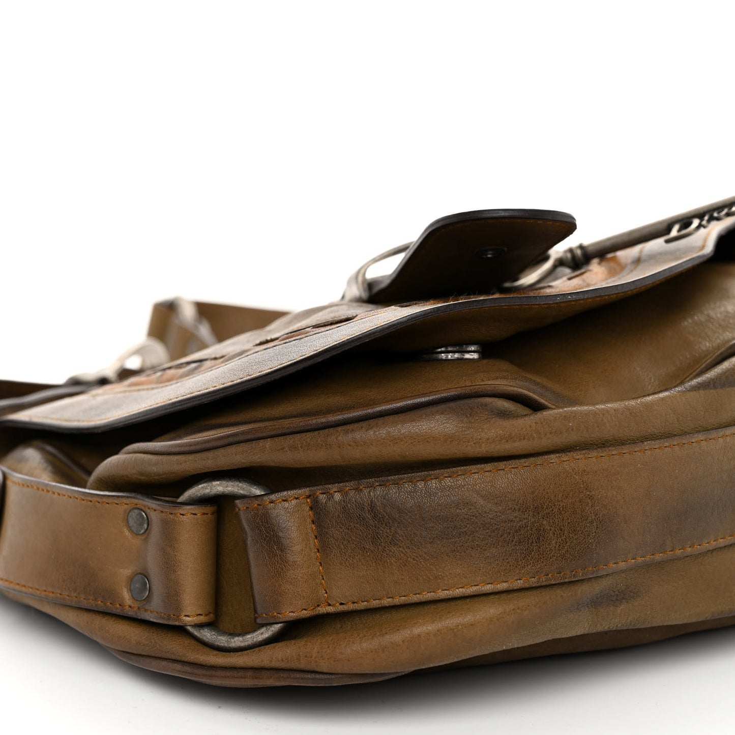 CHRISTIAN DIOR Calfskin Gaucho Double Saddle Bag Brown