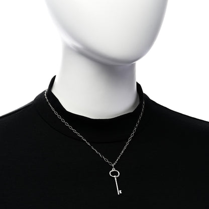 Tiffany Sterling Silver Oval Key Pendant Link Necklace 2 of 5
