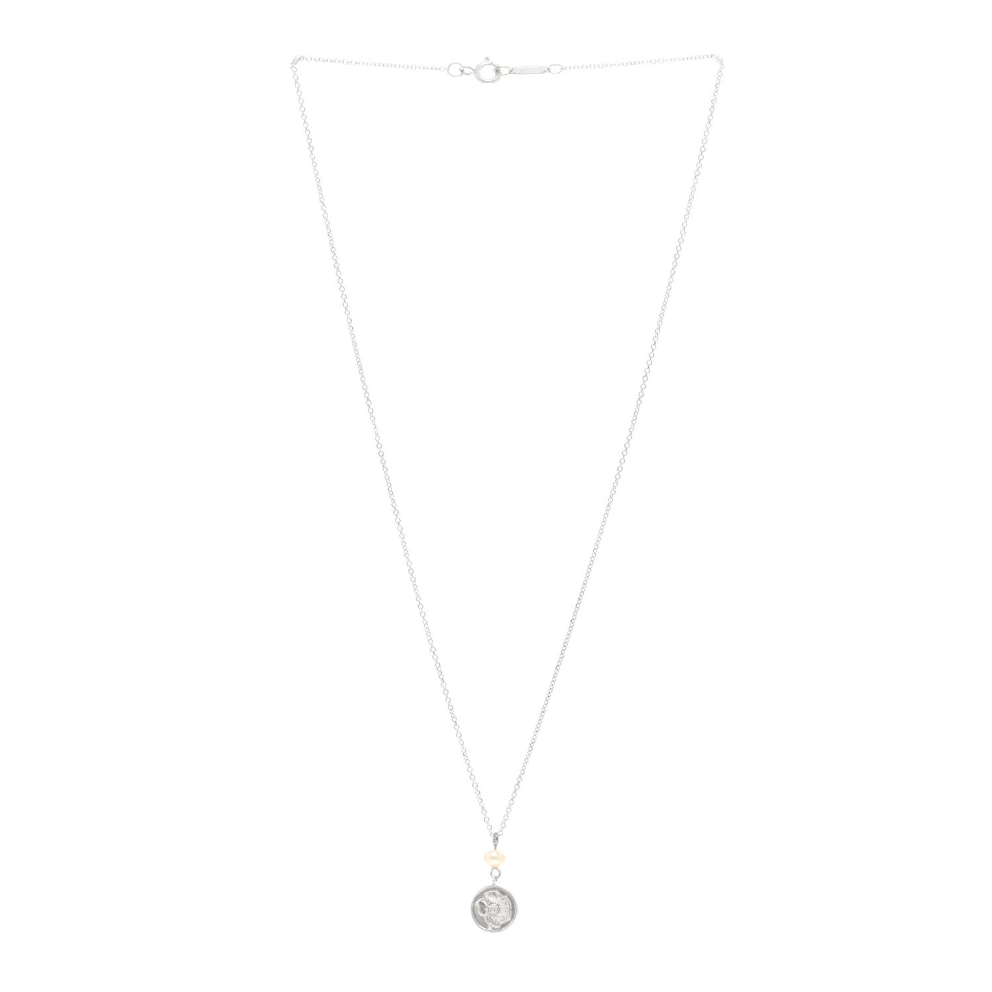 Sterling Silver Pearl Flower Pendant Necklace