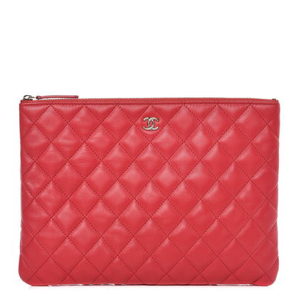 Chanel Lambskin Quilted Medium Cosmetic Case Red 1 of 8