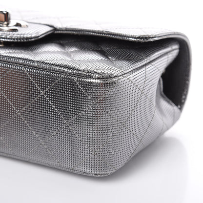 Chanel Metallic Calfskin Quilted Pixel Effect Mini Rectangular Flap Dark Silver 10 of 11