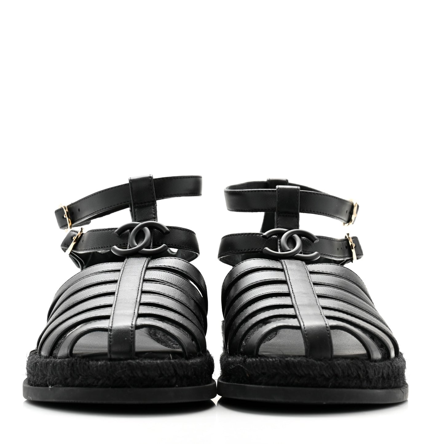 Lambskin Espadrille Sandals 37 Black
