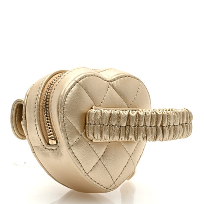 Chanel Metallic Lambskin Quilted CC In Love Heart Zipped Arm Coin Purse Gold 3 of 8