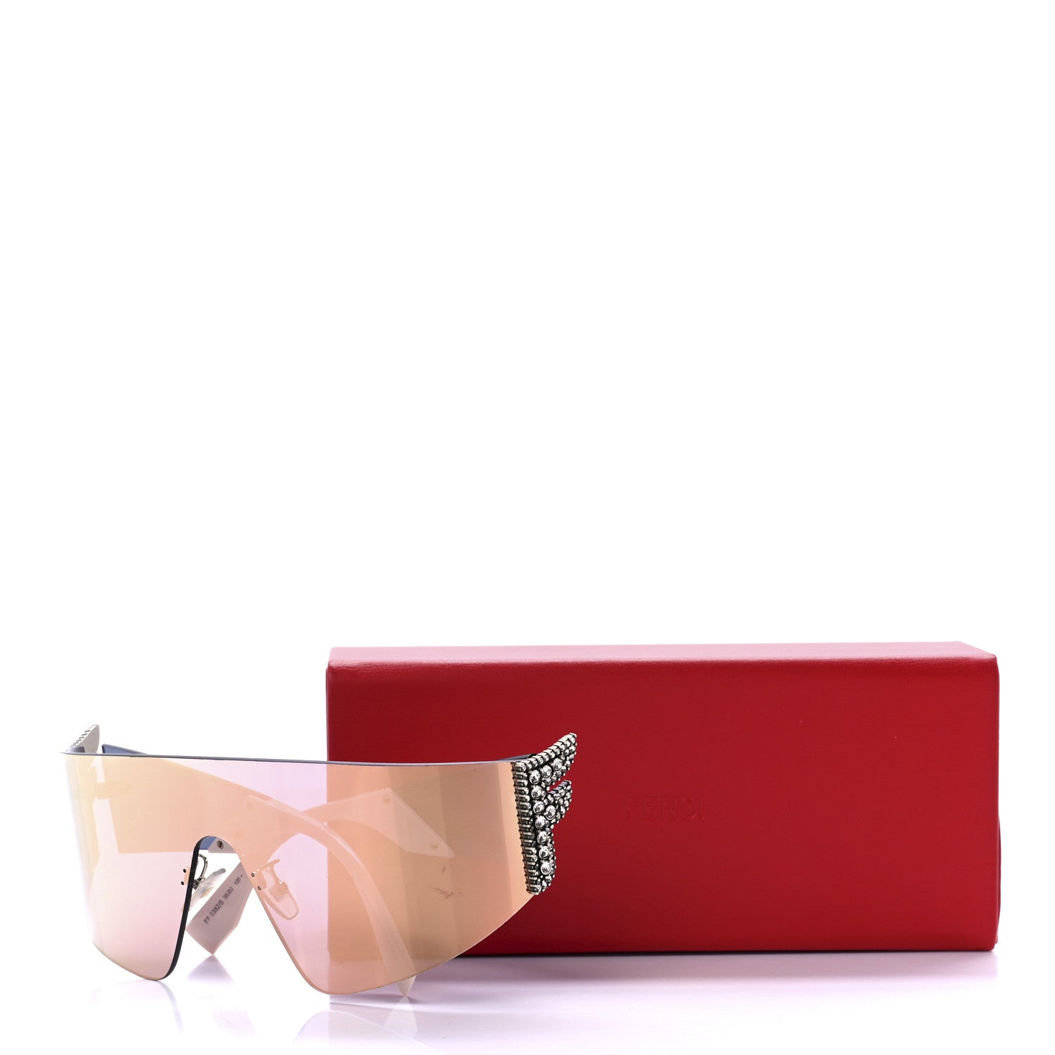 Fendi Mirrored Crystal Embellished FFreedom Shield Sunglasses FF 0382/S Pink 7 of 7