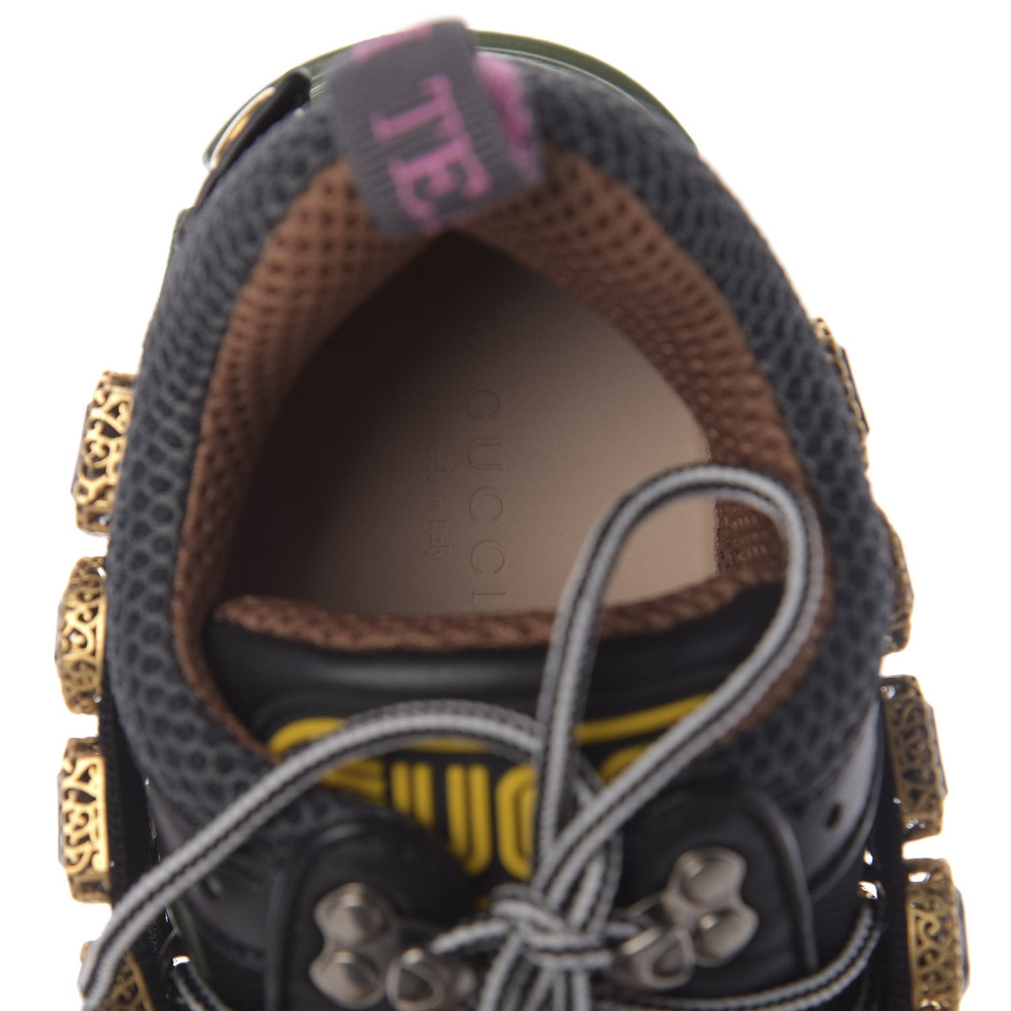 X SEGA Mesh Suede Calfskin Removable Crystals Flashtrek Sneakers 37 Loess Black Olive Green