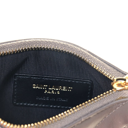 Saint Laurent Calfskin Matelasse Monogram Key Pouch Fog 7 of 9
