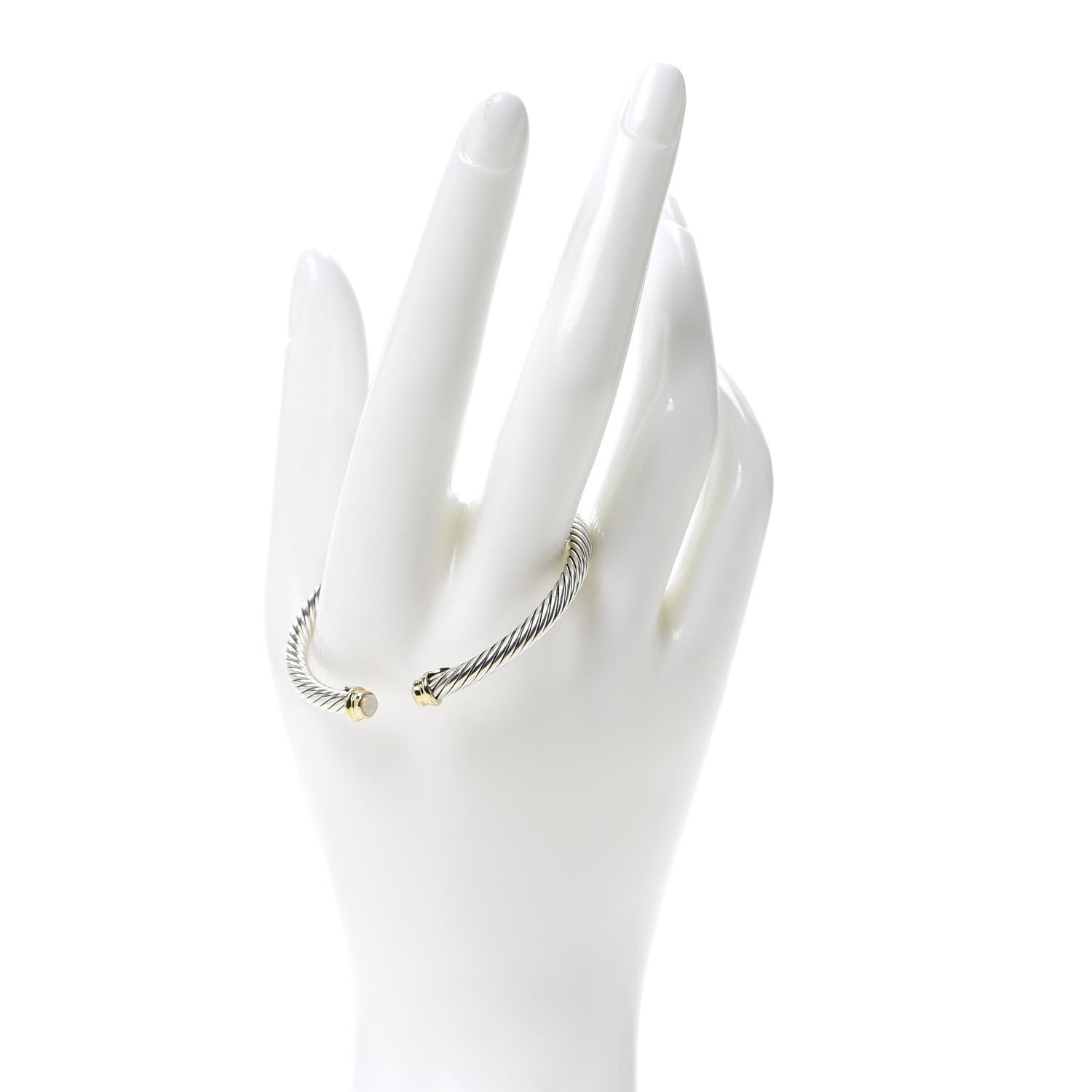 David Yurman Sterling Silver 18K Yellow Gold Opal 4mm Cable Kids Birthstone Bracelet 2 of 7