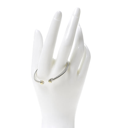 David Yurman Sterling Silver 18K Yellow Gold Opal 4mm Cable Kids Birthstone Bracelet 2 of 7