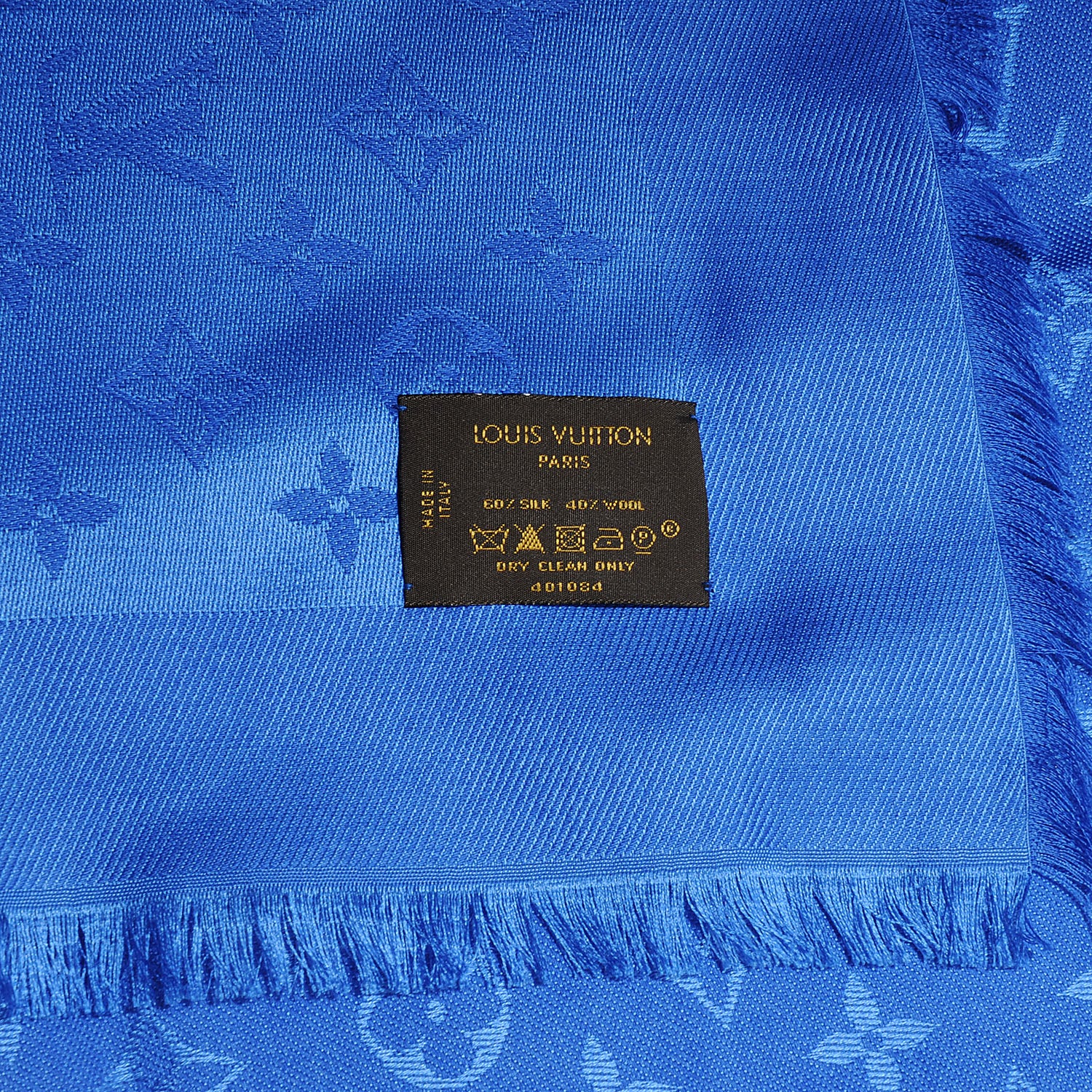 Louis Vuitton Wool Silk Monogram Shawl Blue 5 of 5
