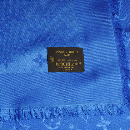 Louis Vuitton Wool Silk Monogram Shawl Blue 5 of 5