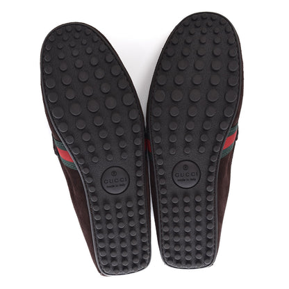 Gucci Suede Web Mens Kanye Driver Loafers 10.5 Cocoa 8 of 11