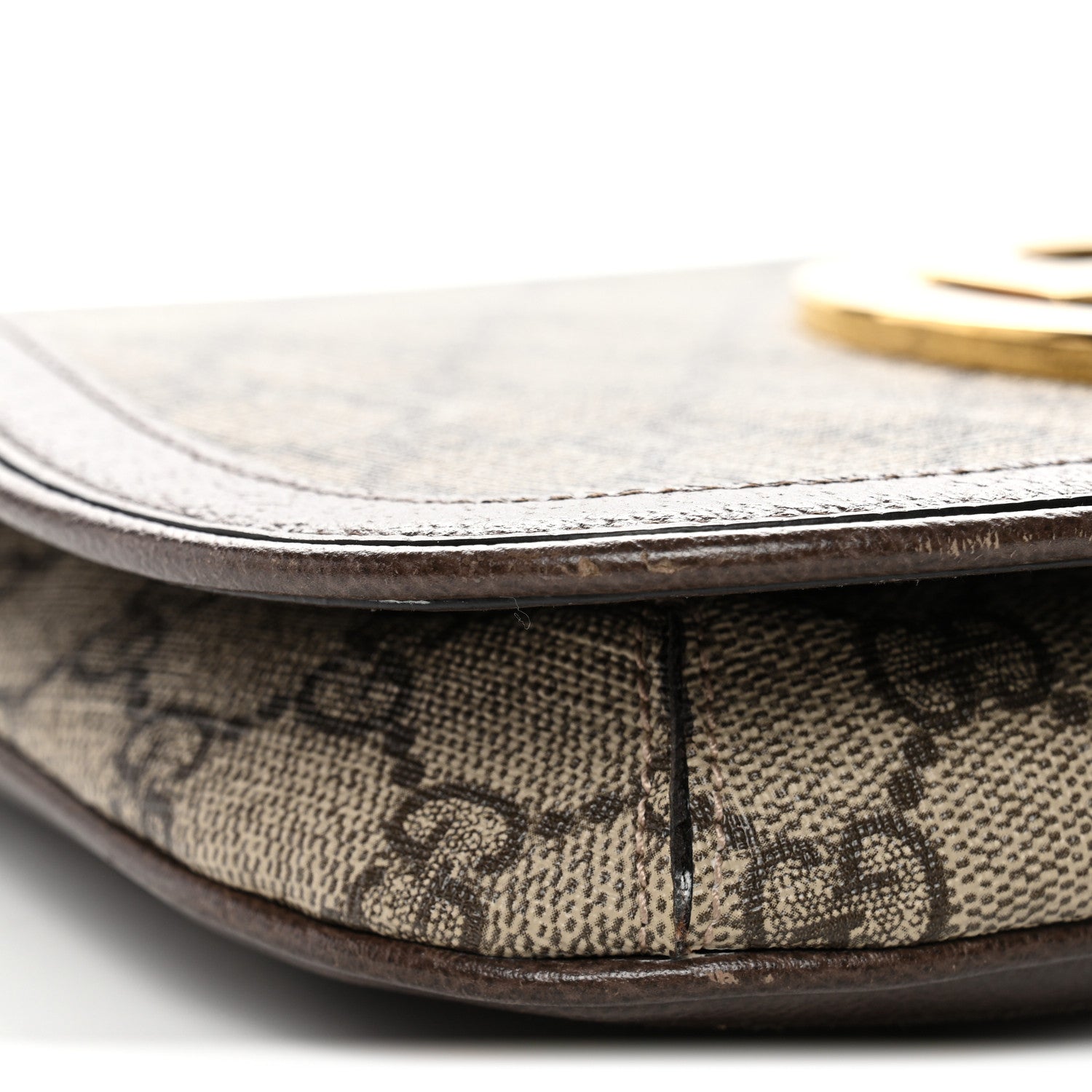 Gucci GG Supreme Monogram Textured Dollar Calfskin Blondie Chain Shoulder Flap Bag Beige Ebony New Acero 10 of 11