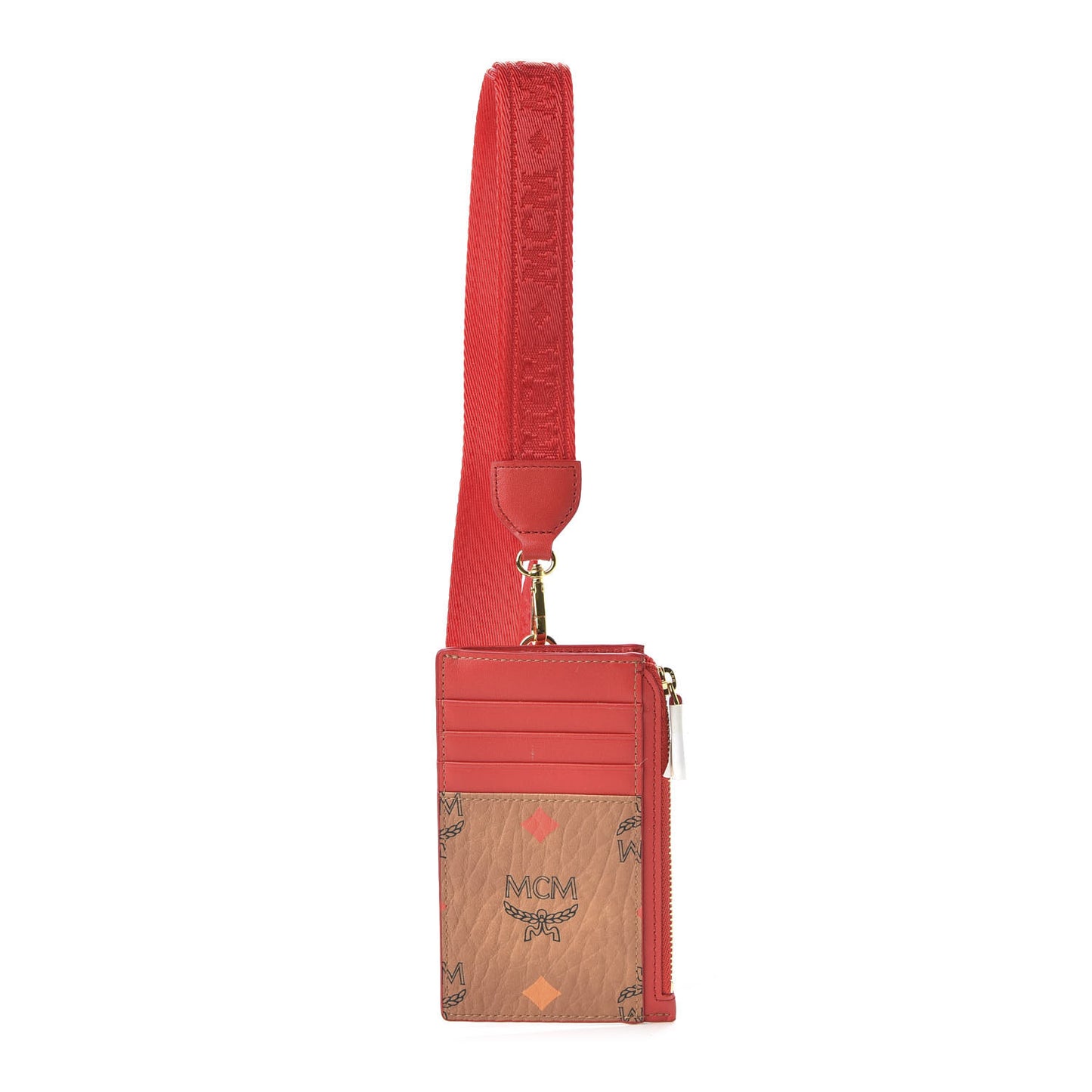 Skyoptic Visetos Mini Lanyard Card Case Holder Spectrum Diamond Cognac Red