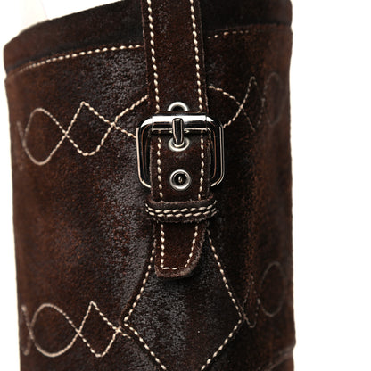 Louis Vuitton Suede Cowboy Knee High Tall Boots 36.5 Brown 18 of 19