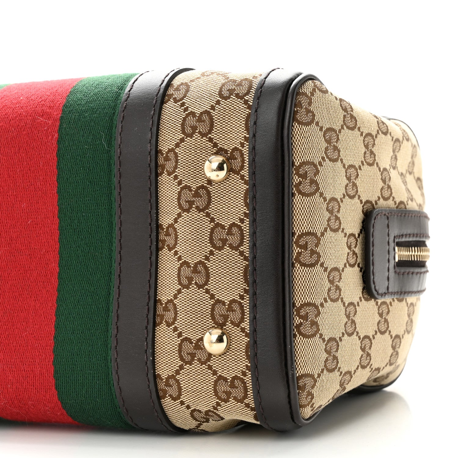 Gucci Monogram Vintage Web Small Boston Dark Brown 10 of 10