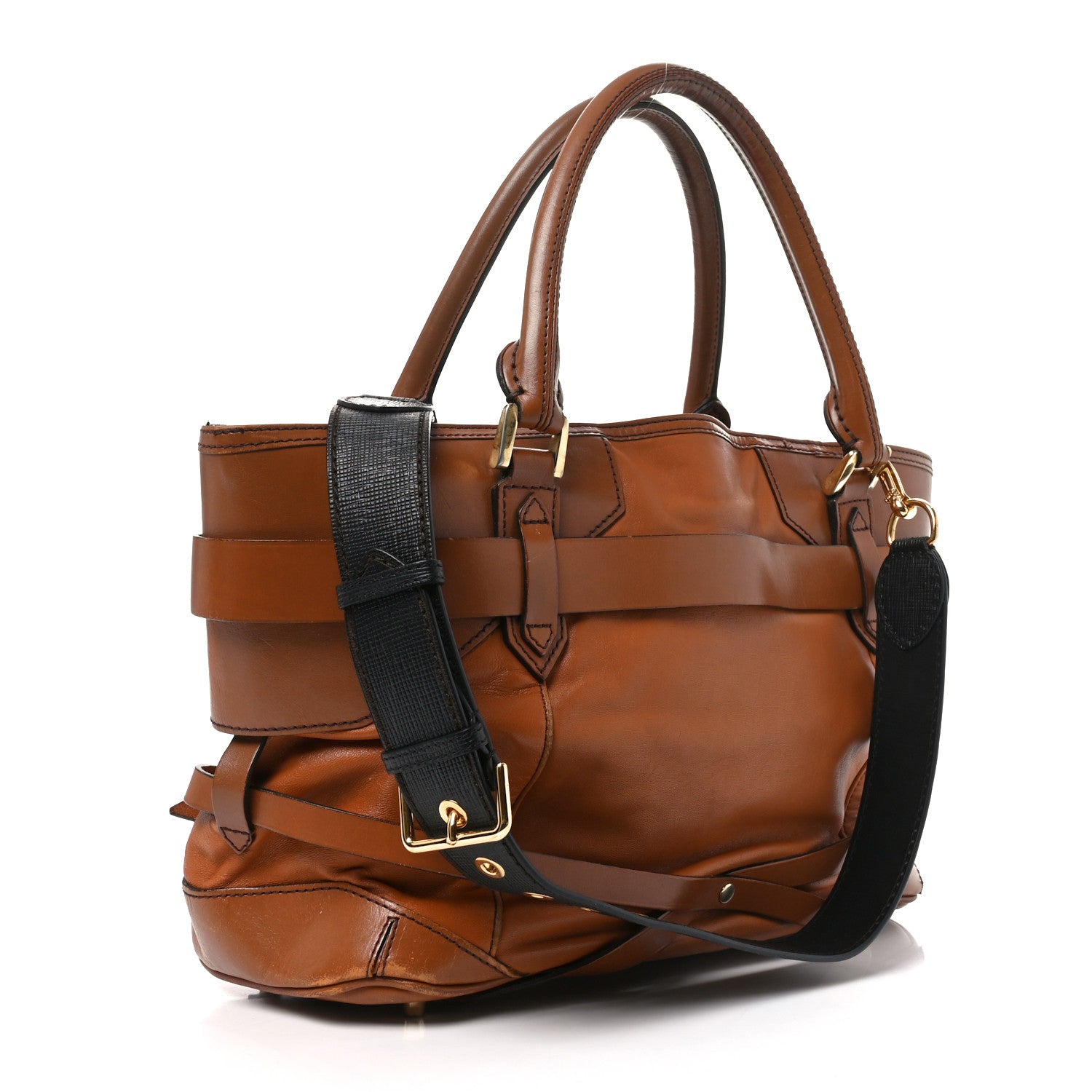 Burberry Lambskin Bridle Calfskin Medium Landscape Lynher Tote Tan 3 of 9