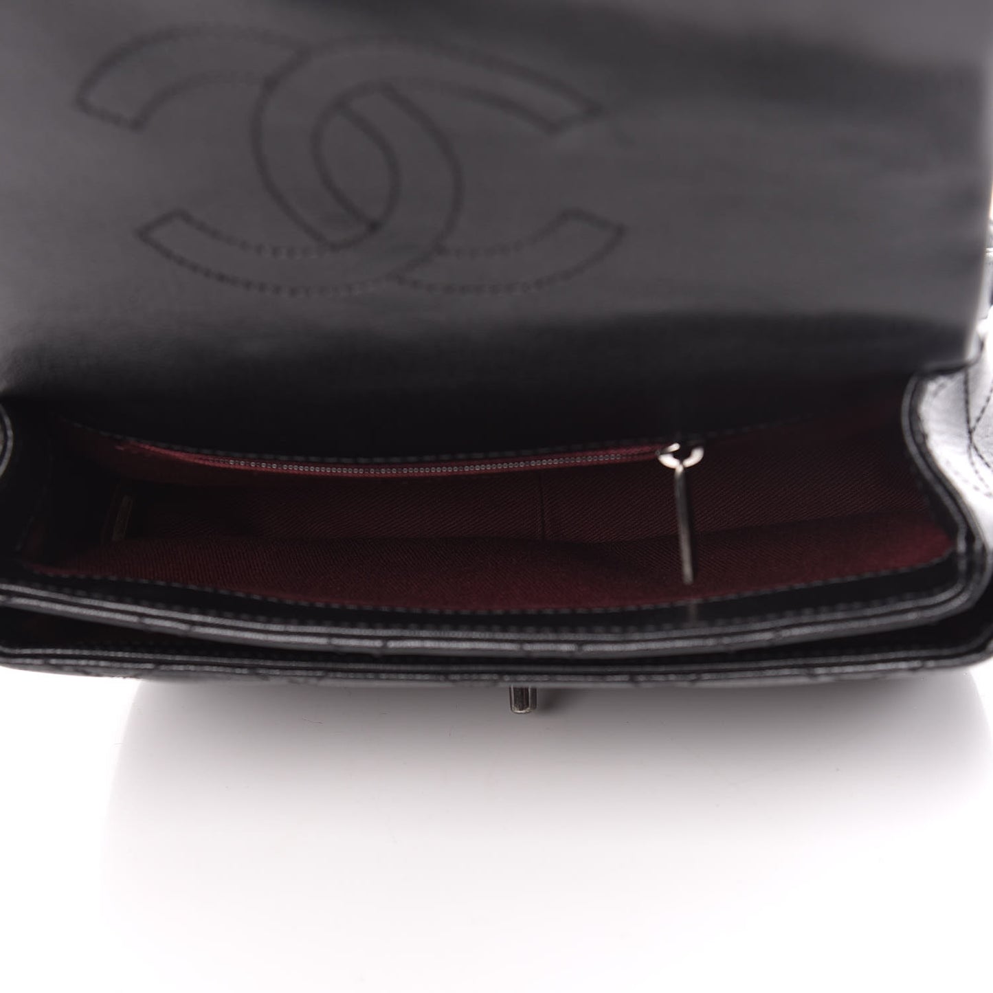 Shiny Goatskin Quilted Small Double Carry Waist Chain Flap Black