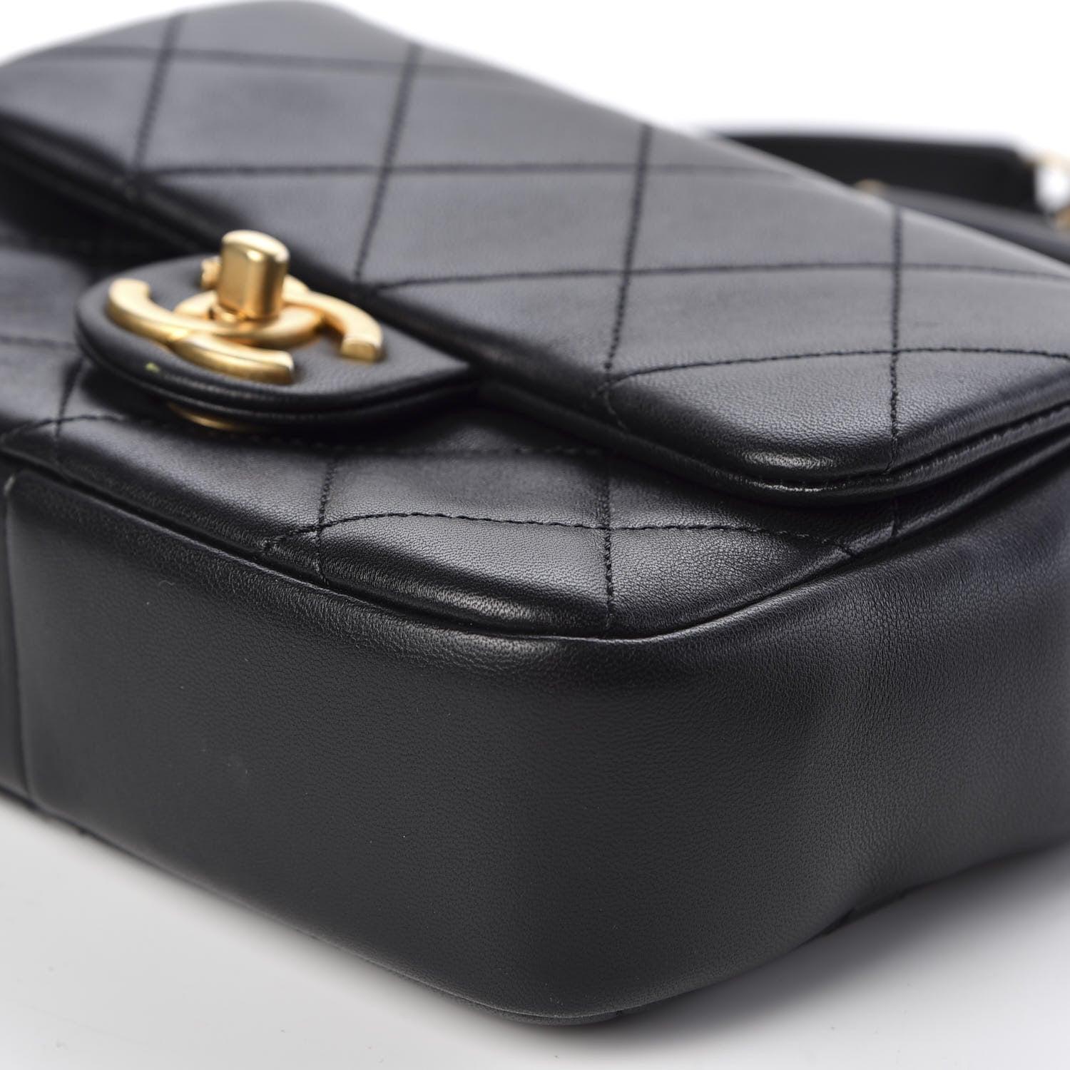 Chanel Lambskin Quilted Small Circular Handle Bag Black 6 of 10