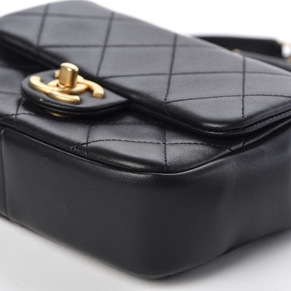 Chanel Lambskin Quilted Small Circular Handle Bag Black 6 of 10
