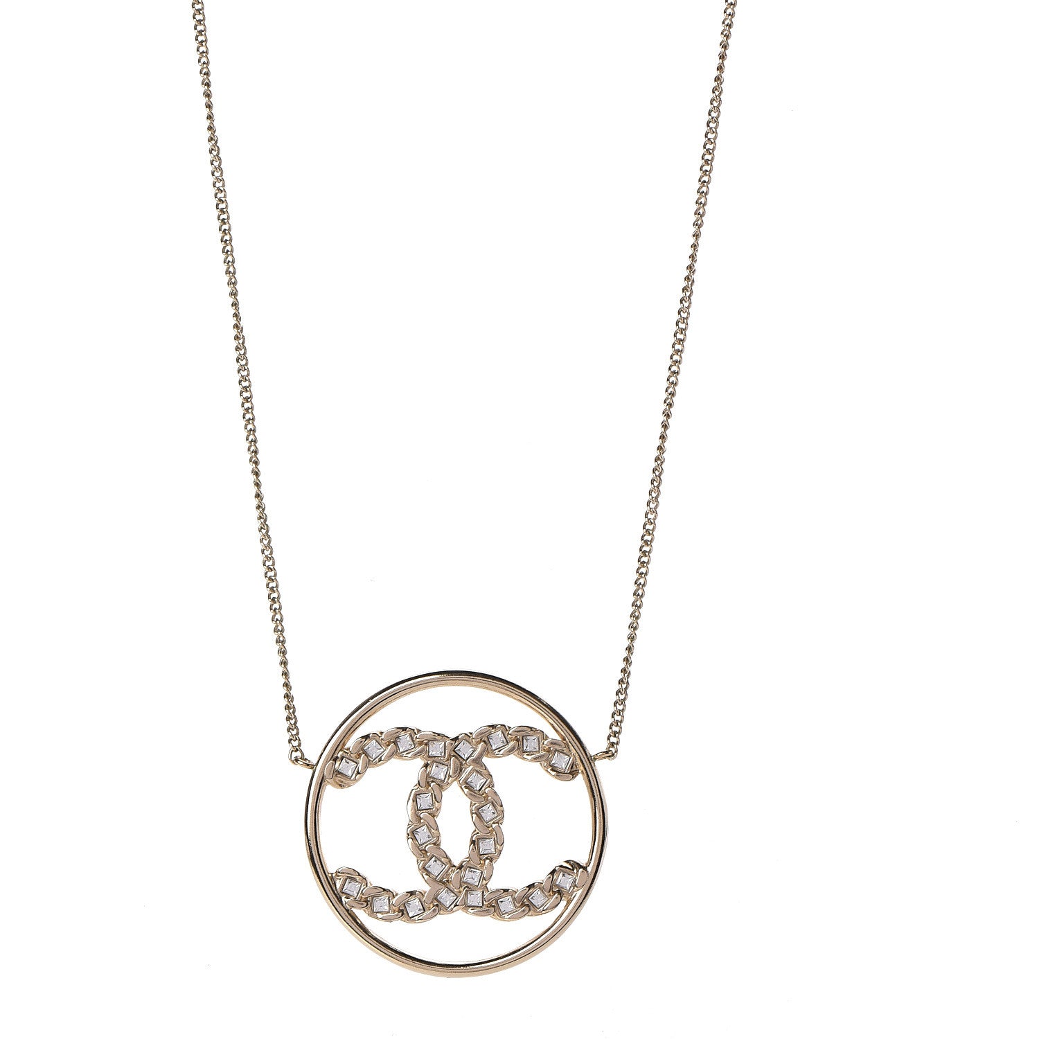 Chanel Baguette Crystal High Society CC Pendant Necklace Gold 1 of 5