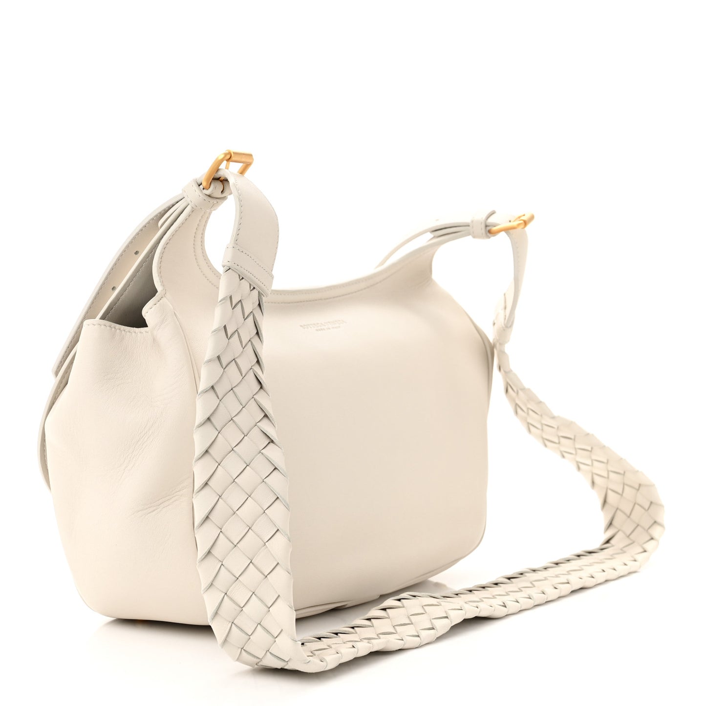 Nappa Intrecciato Strap Shoulder Bag White