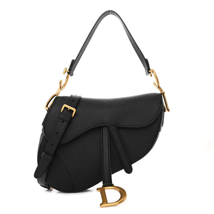 Christian Dior Grained Calfskin Saddle Bag With Strap Black 1 of 11