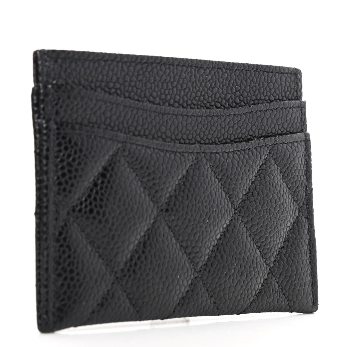 Caviar Quilted Card Holder Black