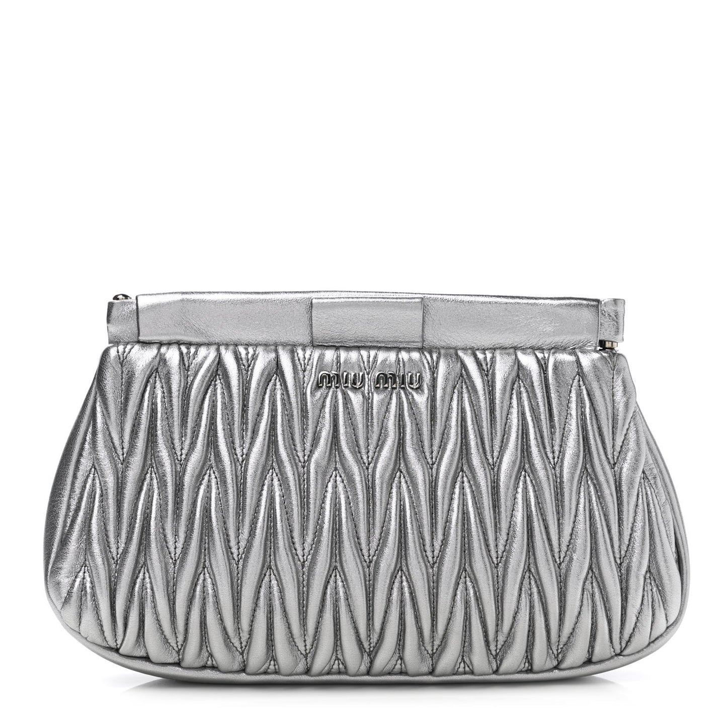 Metallic Matelasse Clutch Silver