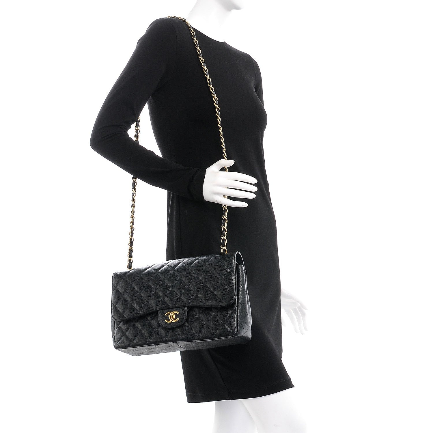 Chanel Caviar Quilted Jumbo Double Flap Black 2 of 9