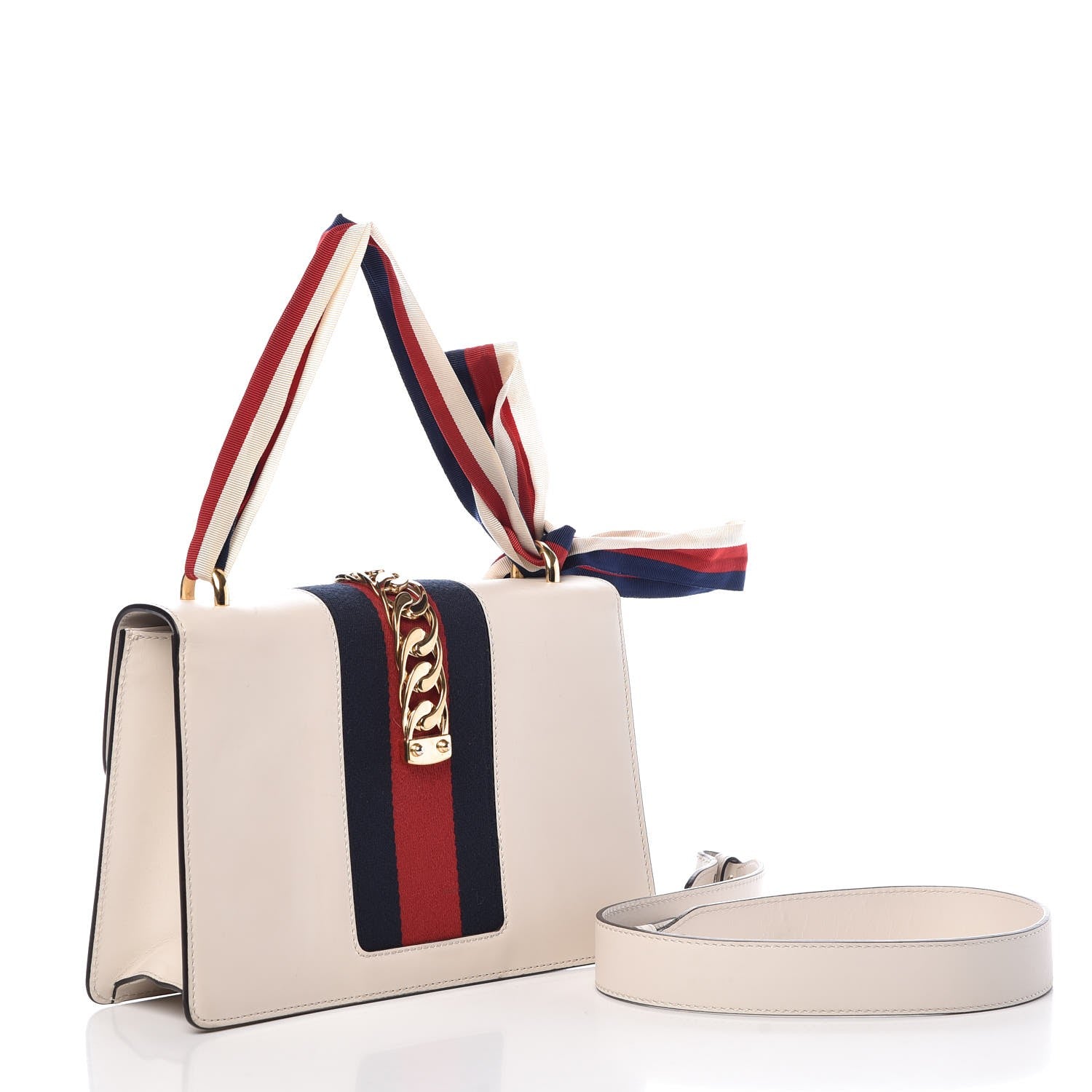 Gucci Calfskin Small Sylvie Shoulder Bag Off White 3 of 12