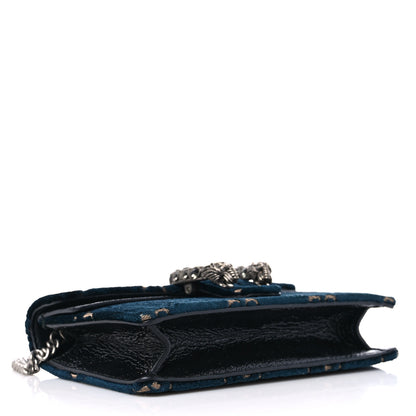 Gucci Velvet GG Monogram Super Mini Dionysus Shoulder Bag Blue Beige Black 4 of 9