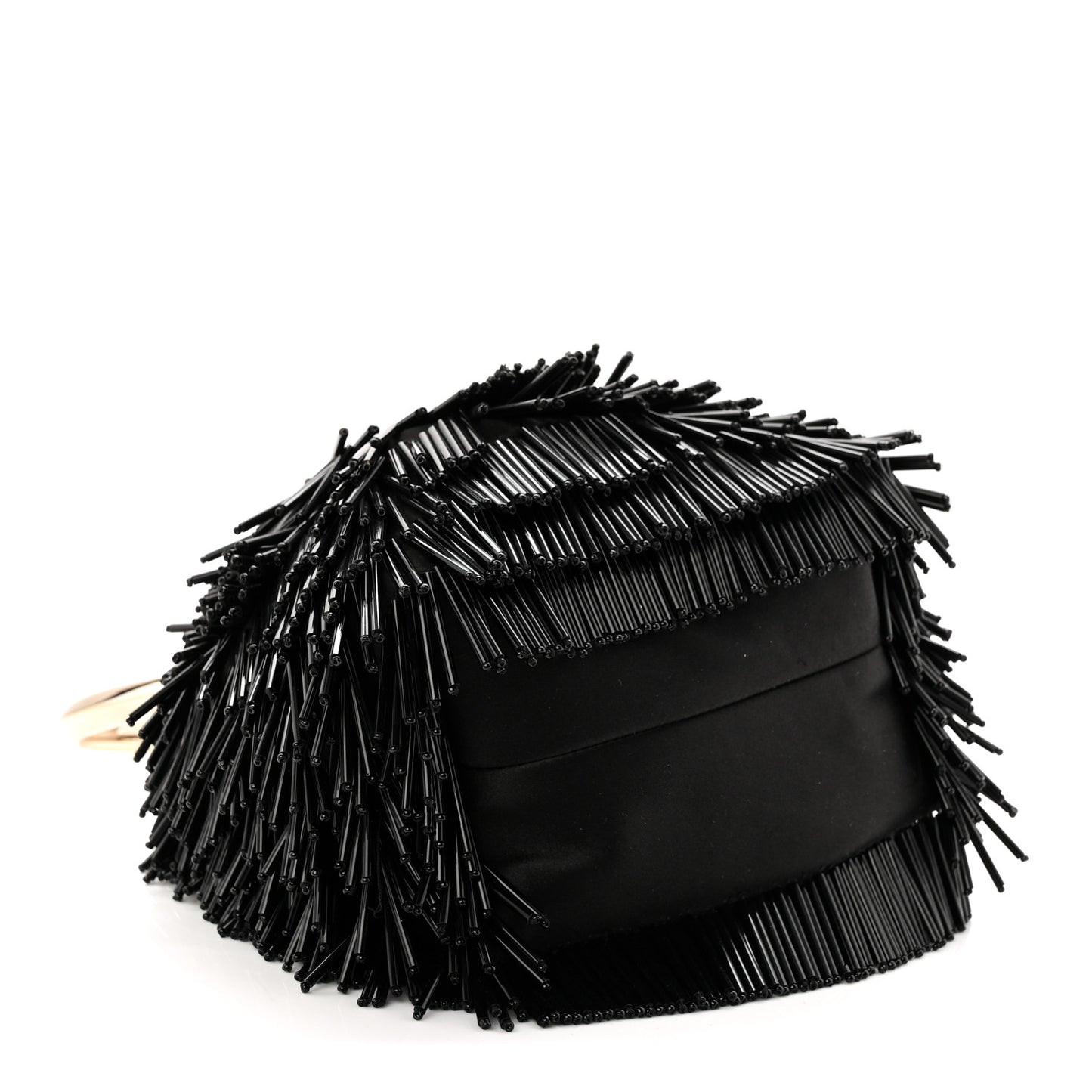 Satin Beaded Mini Bon Bon Bag Black