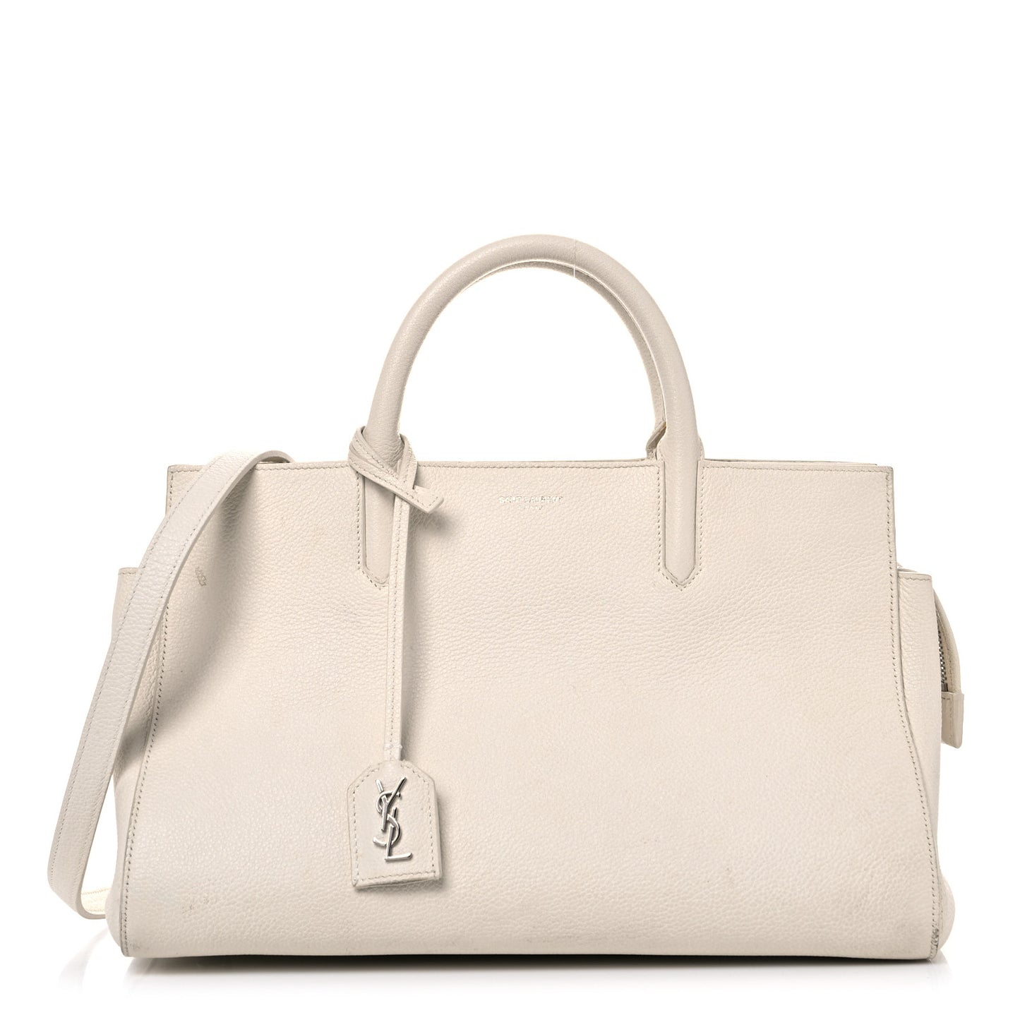 Grained Calfskin Small Rive Gauche White