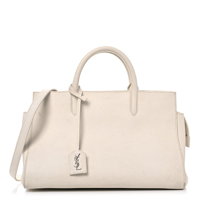 Saint Laurent Grained Calfskin Small Rive Gauche White 1 of 35