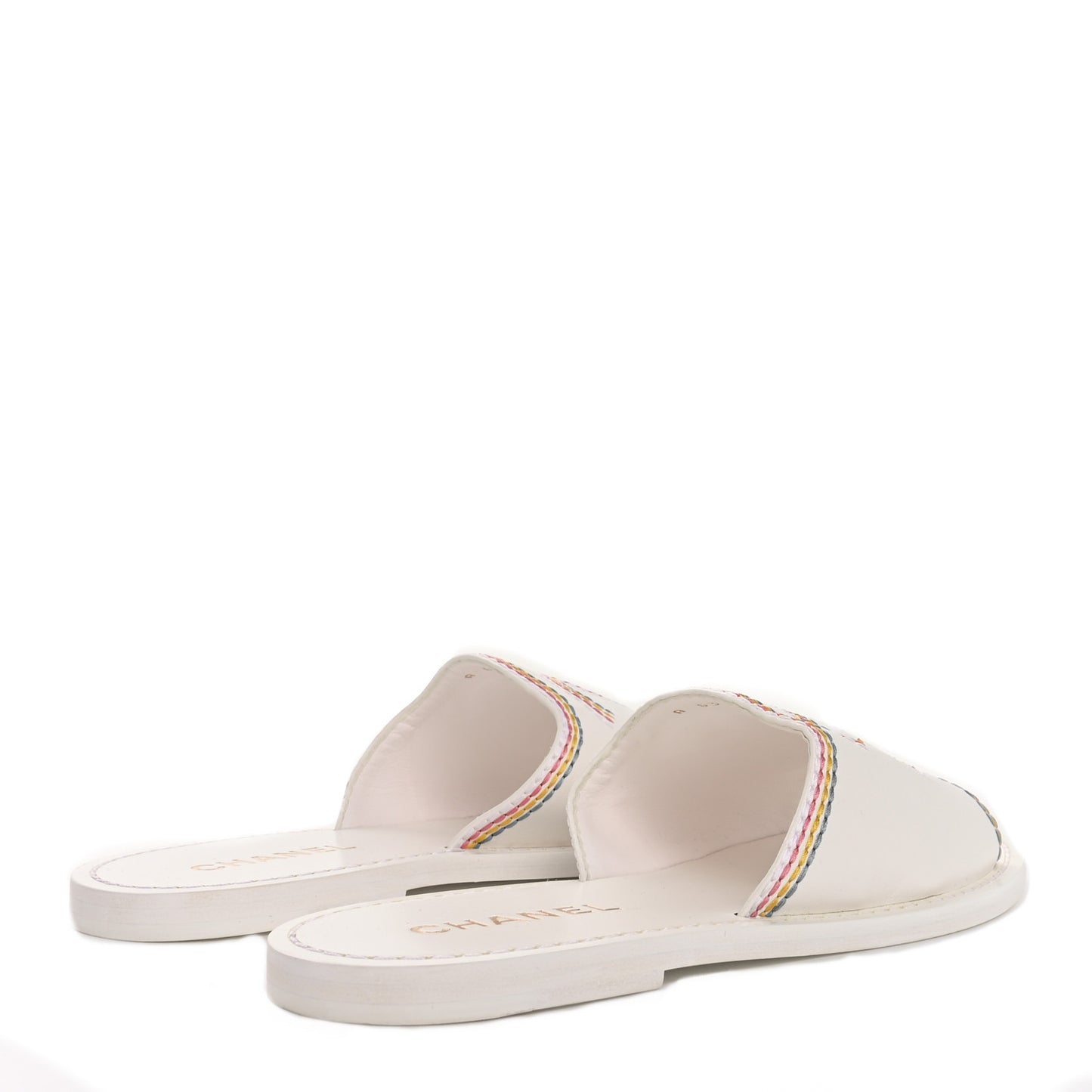Calfskin Embroidered CC Sandal Mule 37.5 White