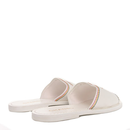 Chanel Calfskin Embroidered CC Sandal Mule 37.5 White 5 of 9