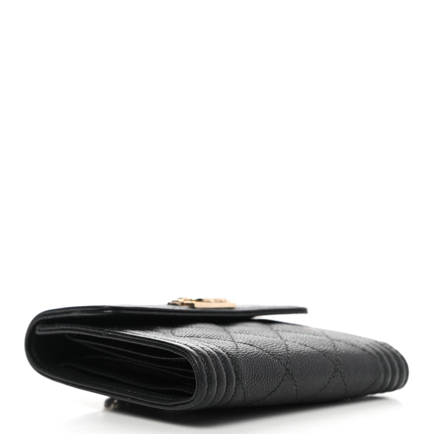 Caviar Quilted Compact Boy Wallet Black