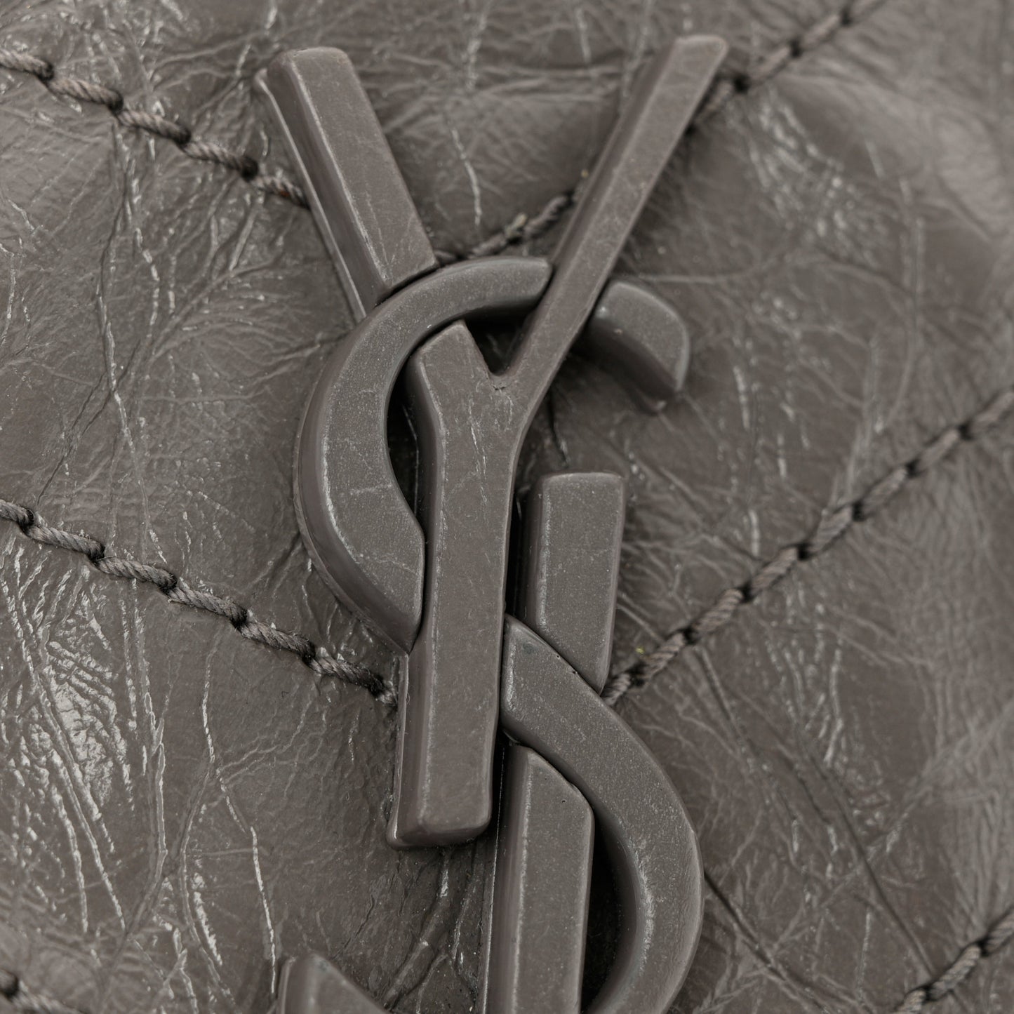 Crinkled Calfskin Matelasse Monogram Medium Niki Chain Satchel Fog