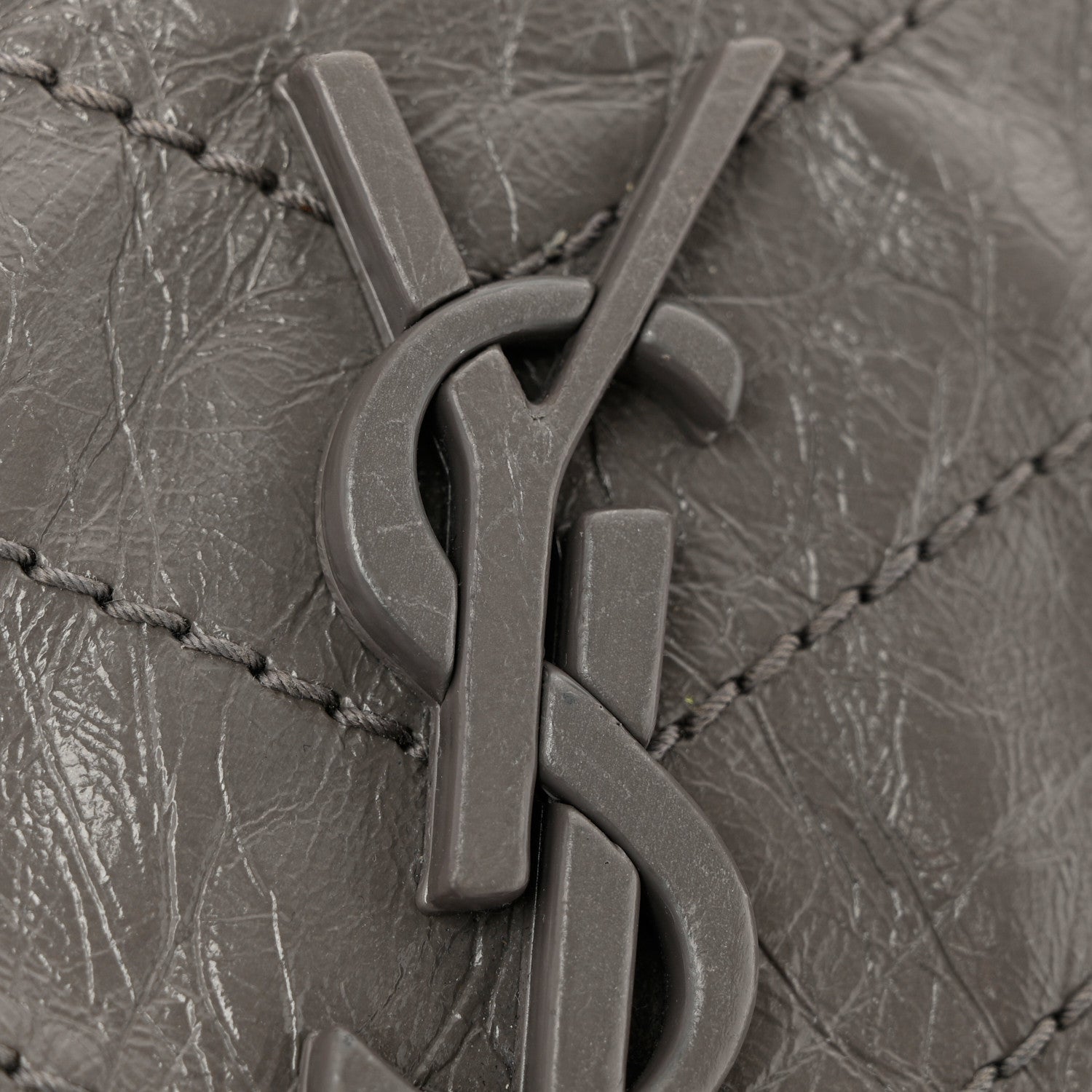 Saint Laurent Crinkled Calfskin Matelasse Monogram Medium Niki Chain Satchel Fog 11 of 11