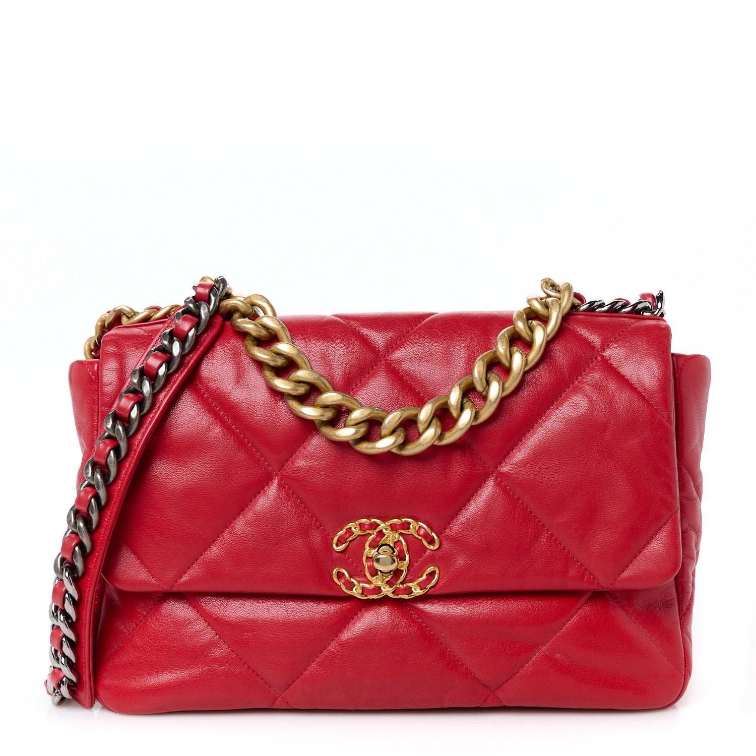 Chanel Goatskin Quilted Large Chanel 19 Flap Red 1 of 10