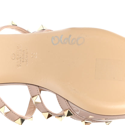 Valentino Garavani Patent Rockstud Flat Cage Mules 38 Poudre 11 of 11