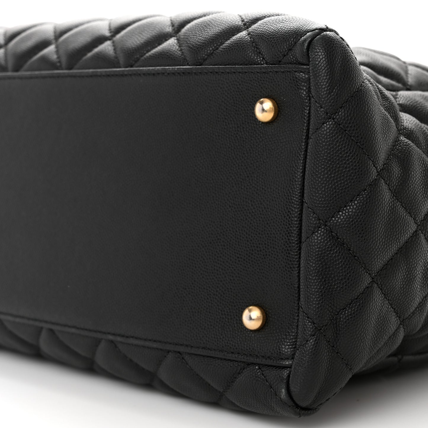 Caviar Quilted Large Coco Handle Shopping Tote Black