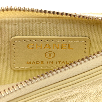 Chanel Caviar Quilted Flap Zip Card Holder Light Yellow 6 of 8