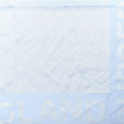 Burberry Silk Wool Monogrammed TB Print Square Scarf Blue 3 of 3