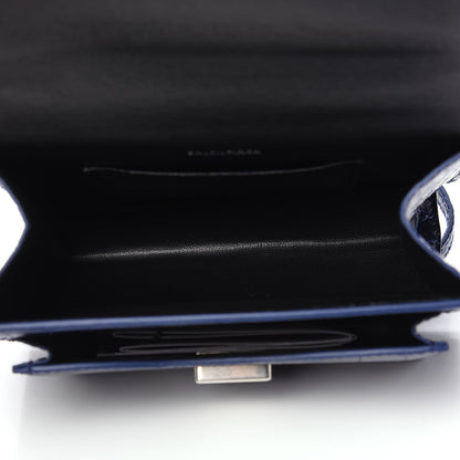Balenciaga Shiny Calfskin Crocodile Embossed XS Sharp Top Handle Bag Navy 4 of 7